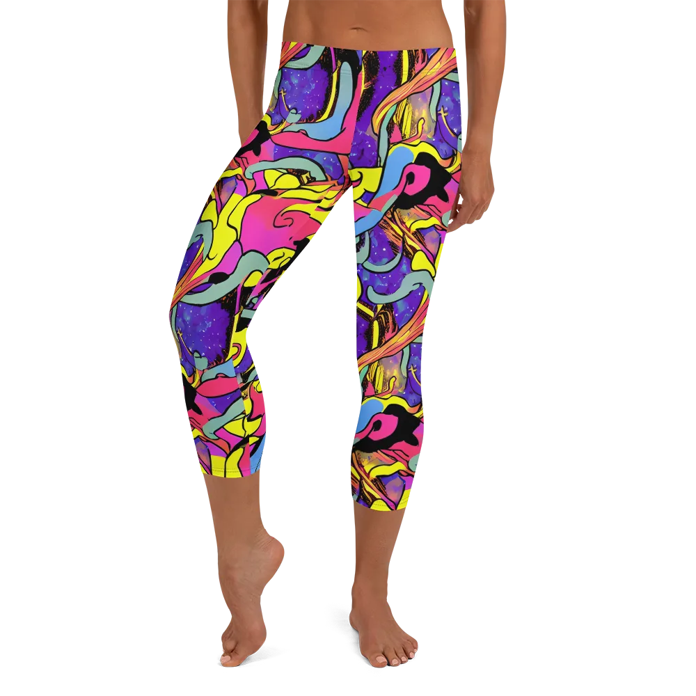 Pop Inferno on Capri Leggings — Front