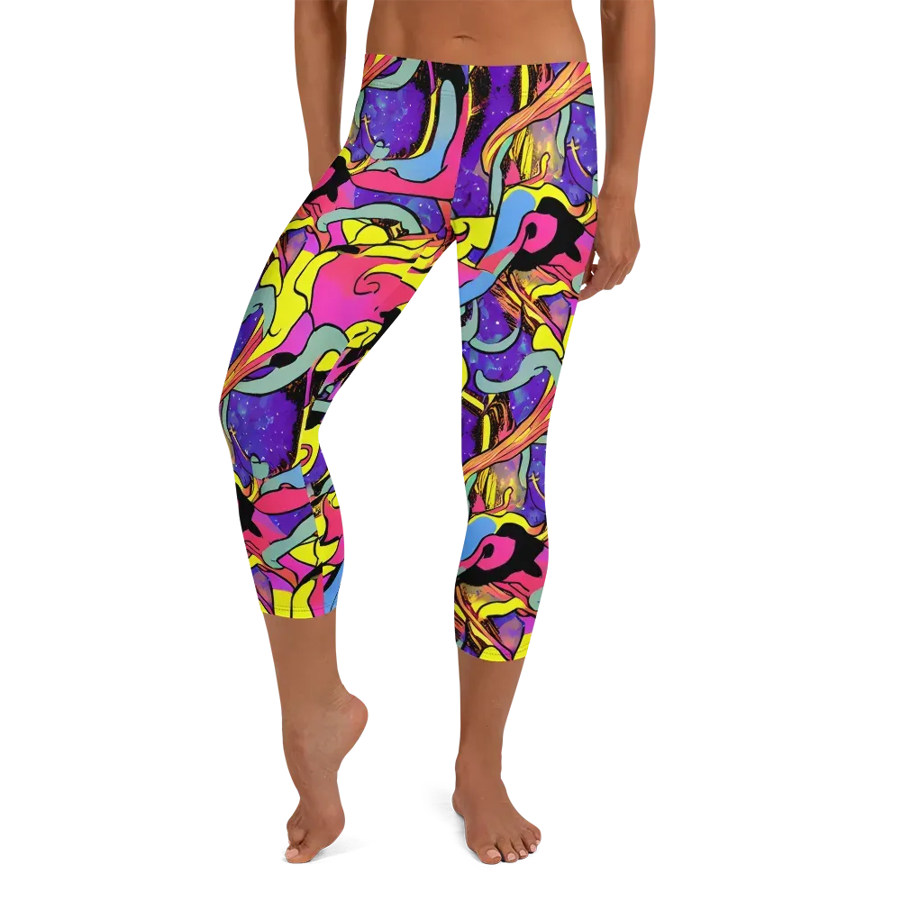 Pop Inferno on Capri Leggings — Front