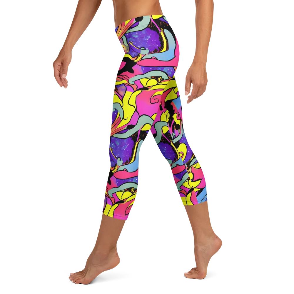 Pop Inferno on Capri Leggings — Left