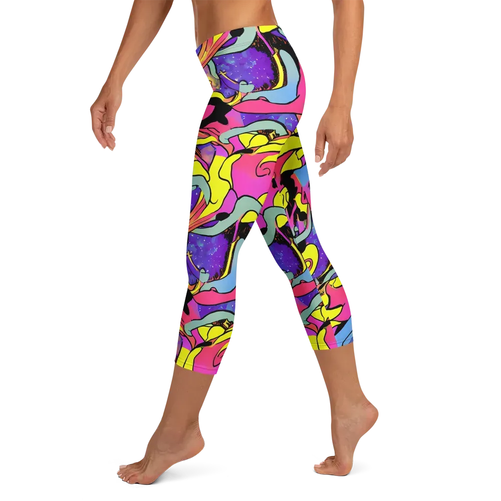 Pop Inferno on Capri Leggings — Left