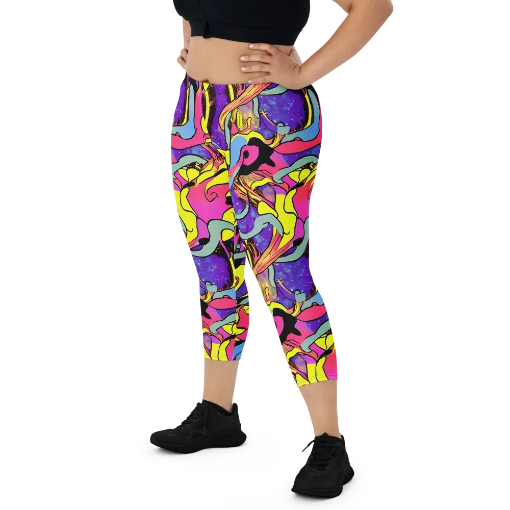 Pop Inferno on Capri Leggings — Front