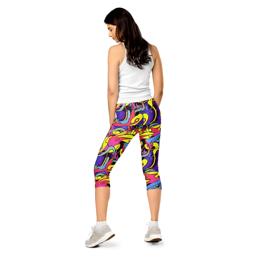 Pop Inferno on Capri Leggings — Back