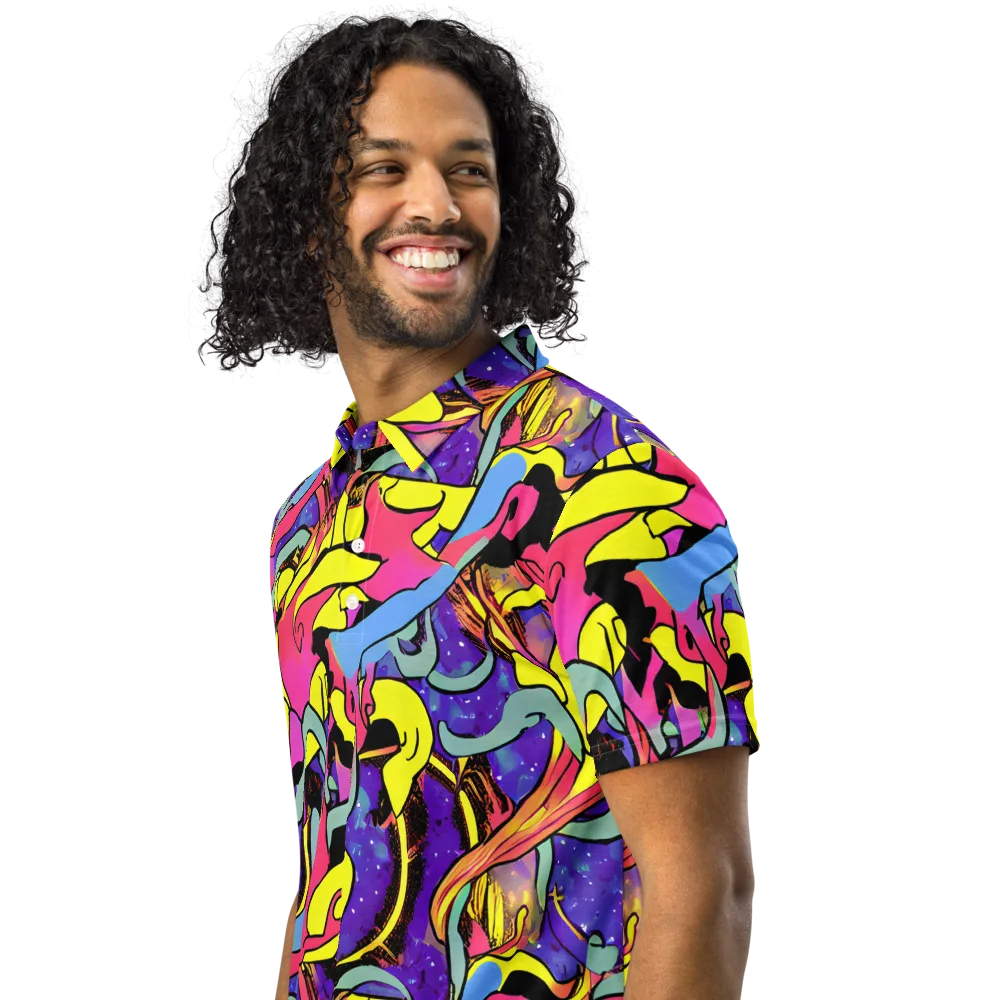 Pop Inferno on Men's Slim Fit Polo Shirt — Left Front