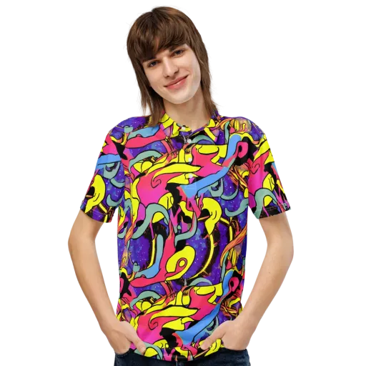 Pop Inferno on a Men's Slim Fit Polo Shirt