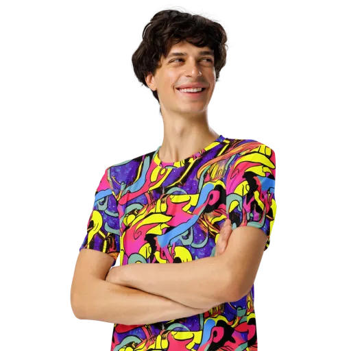 Pop Inferno on a Men's Crew Neck T-Shirt