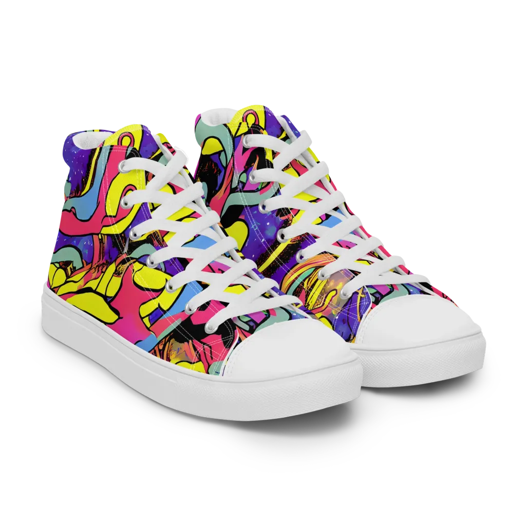 Pop Inferno on Men's High Top Canvas Shoes — Right Front