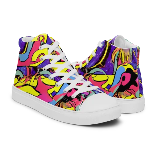 Pop Inferno on a Men's High Top Canvas Shoes