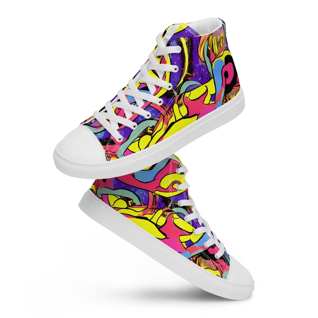 Pop Inferno on Men's High Top Canvas Shoes — Front