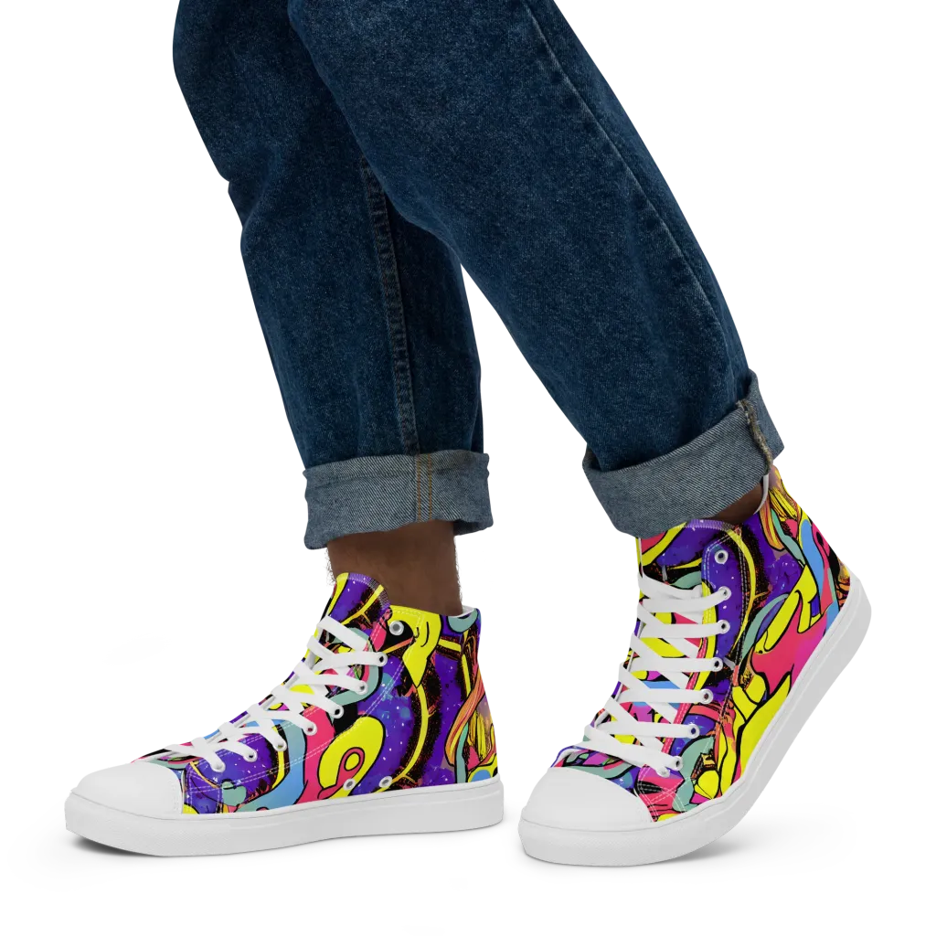 Pop Inferno on Men's High Top Canvas Shoes — Left