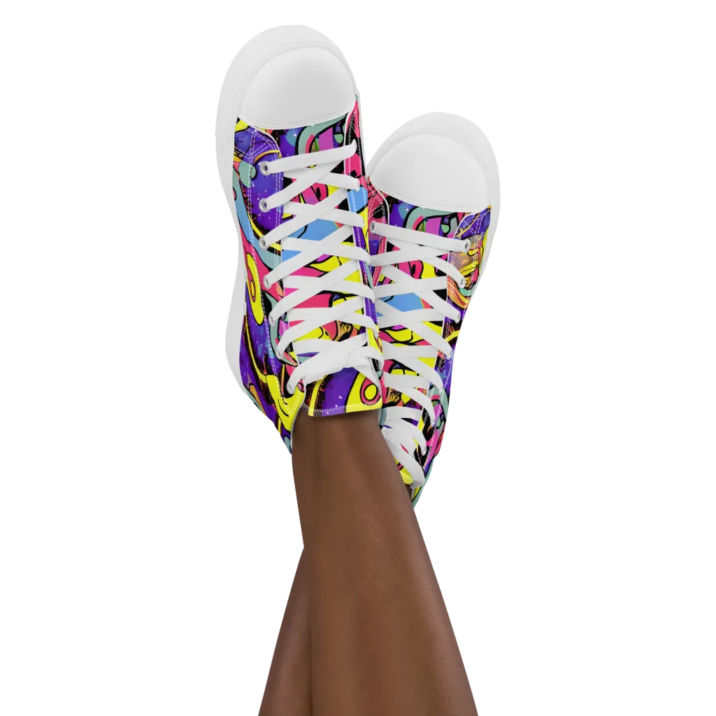 Pop Inferno on Women's High Top Canvas Shoes — Front