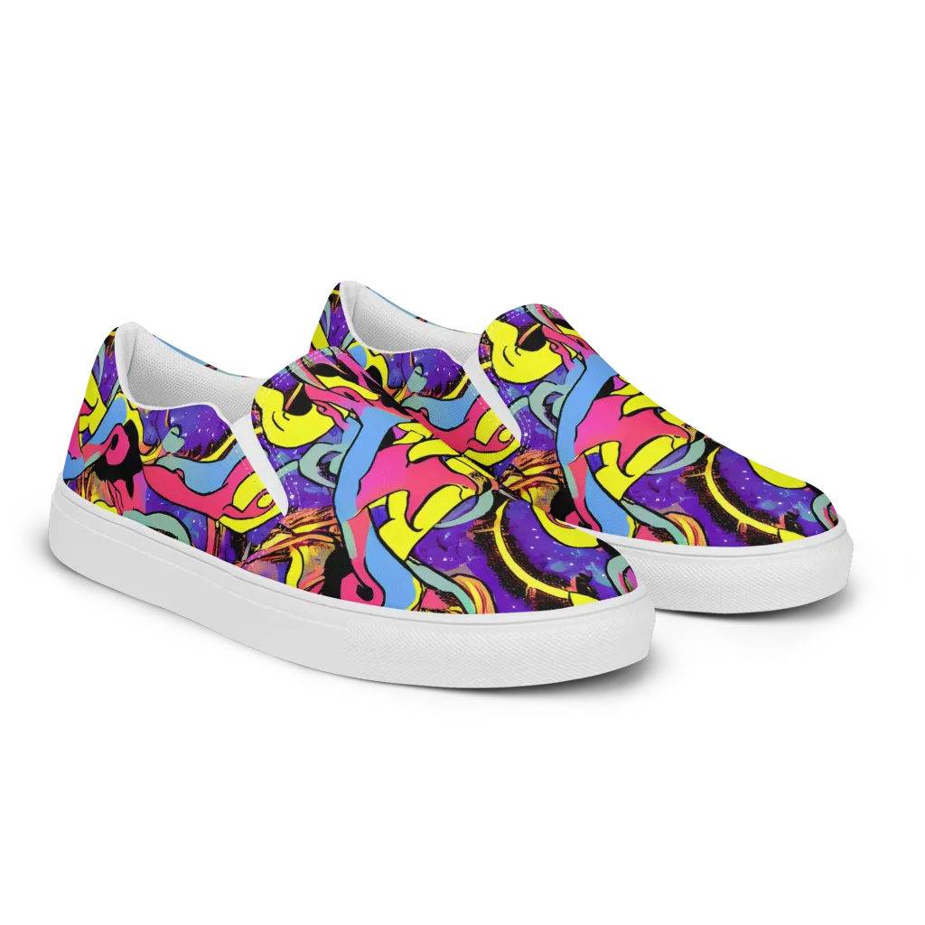 Pop Inferno on Men's Slip-On Canvas Shoes — Right Front