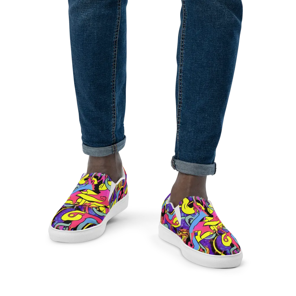 Pop Inferno on Men's Slip-On Canvas Shoes — Front