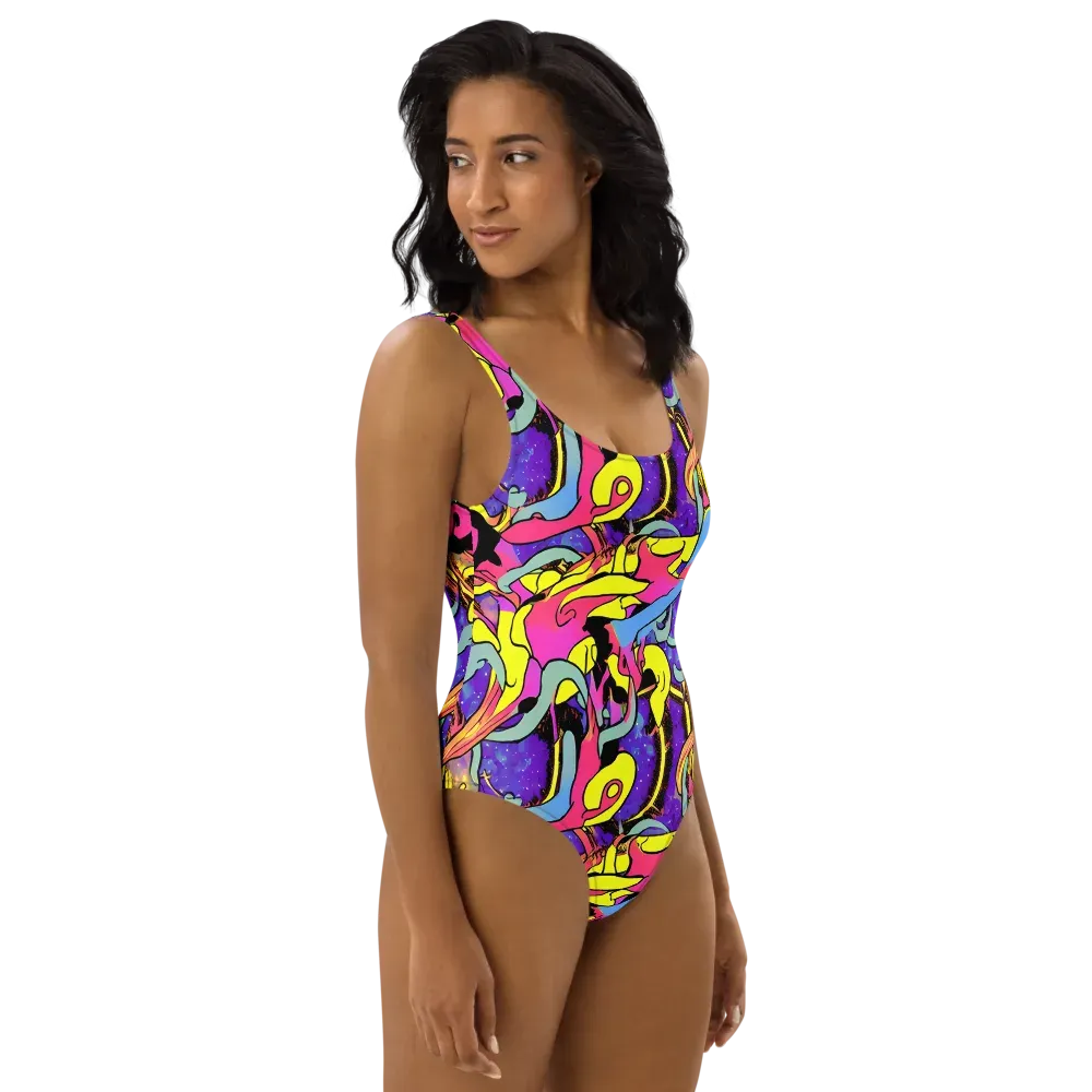 Pop Inferno on One-Piece Swimsuit — Right