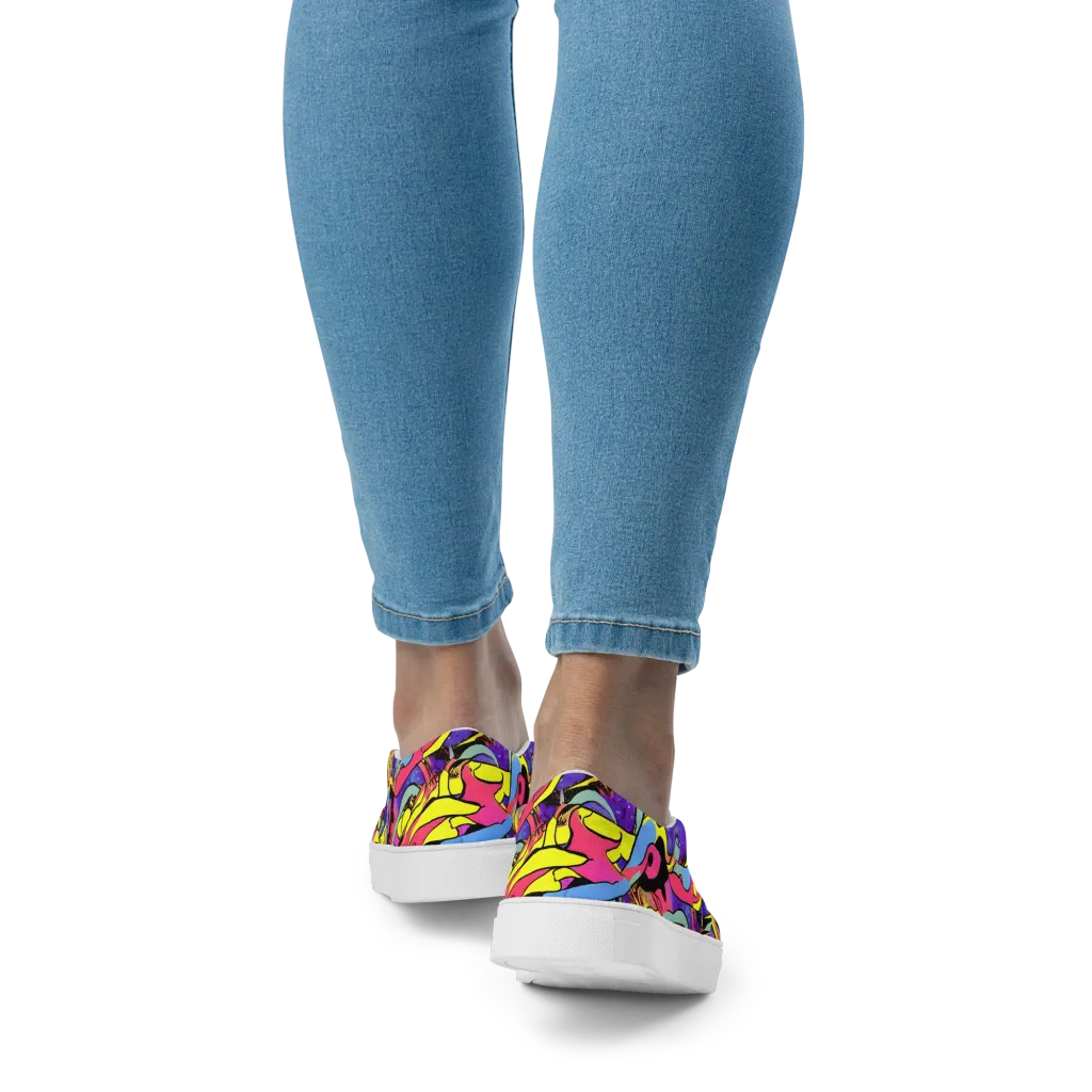 Pop Inferno on Women's Slip-On Canvas Shoes — Back