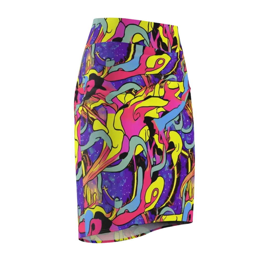 Pop Inferno on Pencil Skirt — Front Side