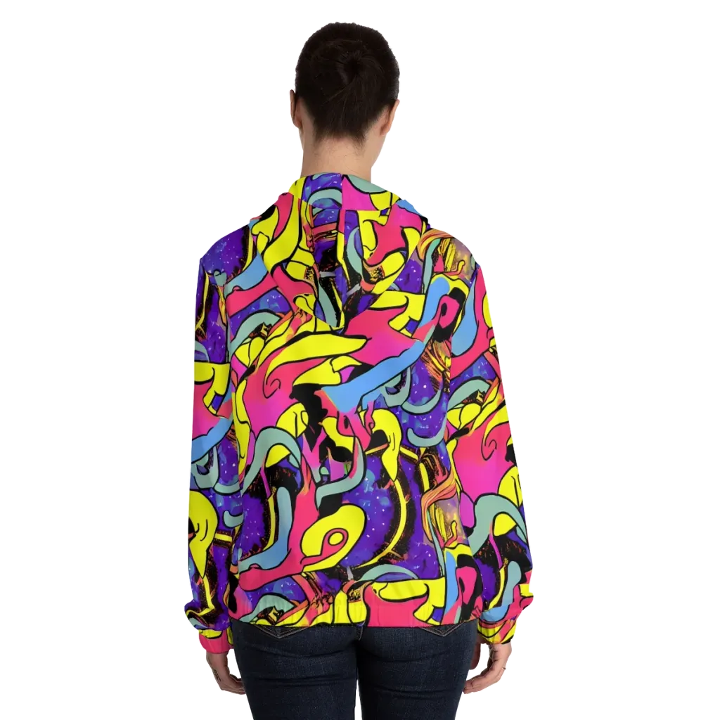 Pop Inferno on Women's Full-Zip Hoodie — Back On Person