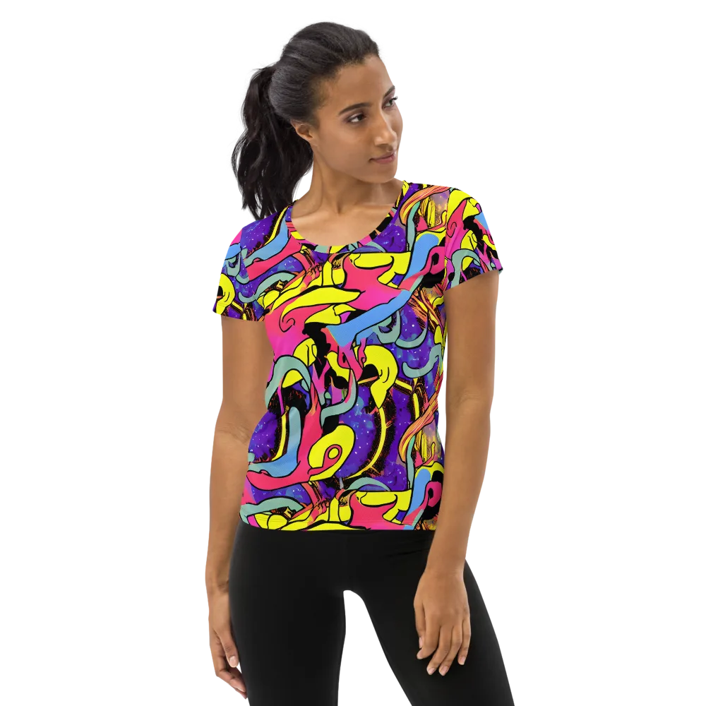 Pop Inferno on Women's Athletic T-Shirt — Front