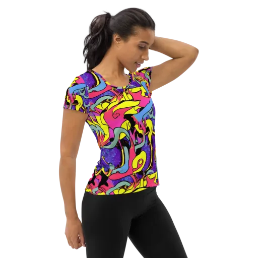 Pop Inferno on a Women's Athletic T-Shirt
