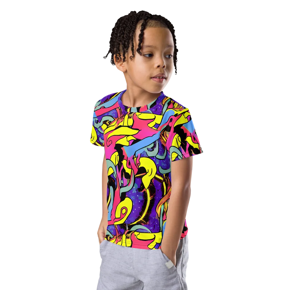 Pop Inferno on Kids Crew Neck T-Shirt — Left Front