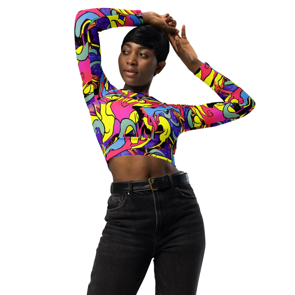 Pop Inferno on Long Sleeve Crop Top — Front