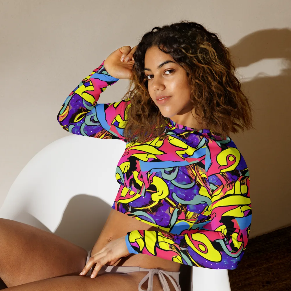 Pop Inferno on Long Sleeve Crop Top — Left Front