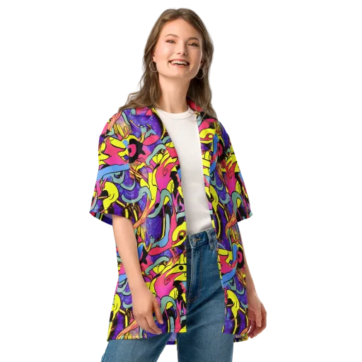 Pop Inferno on a Button Shirt