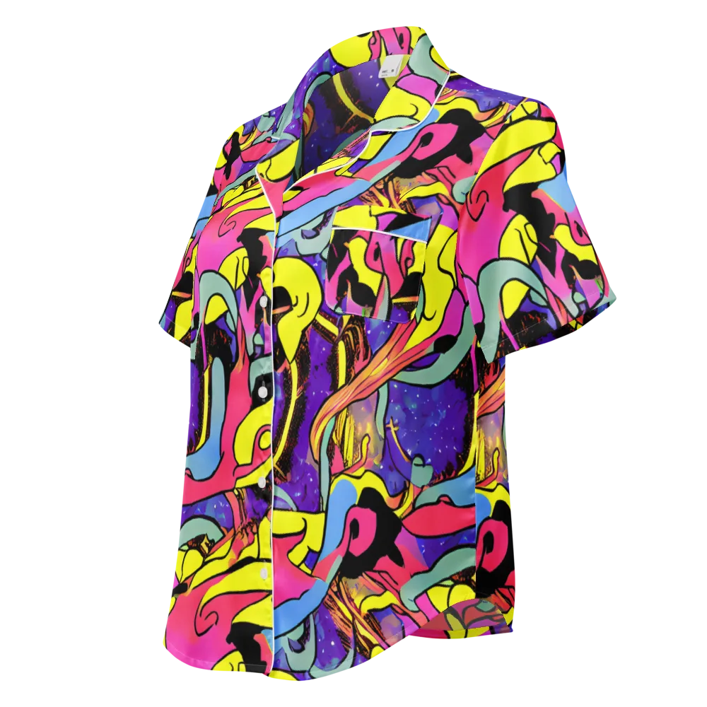 Pop Inferno on Women's Short Sleeve Pajama Top — Left Front
