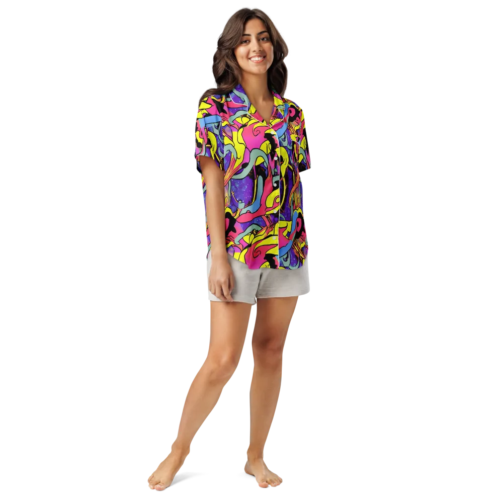 Pop Inferno on Women's Short Sleeve Pajama Top — Front