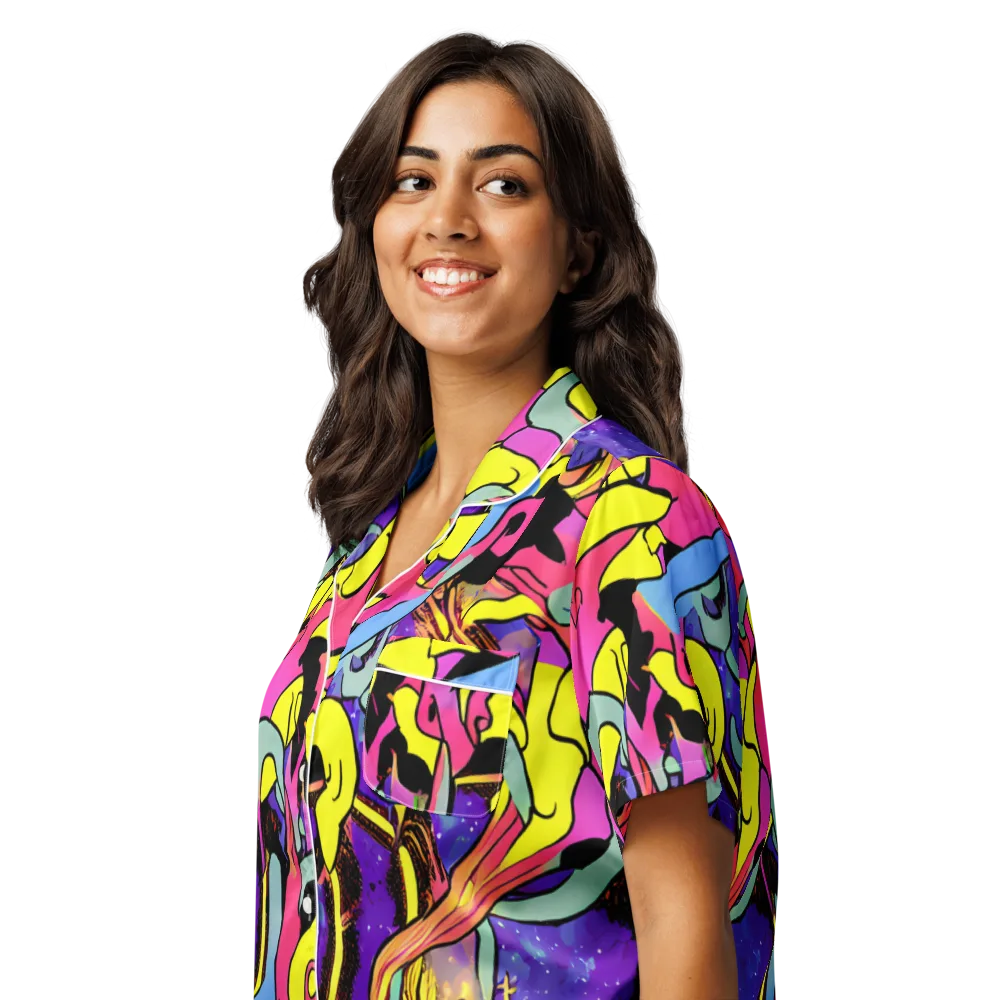 Pop Inferno on Women's Short Sleeve Pajama Top — Left Front
