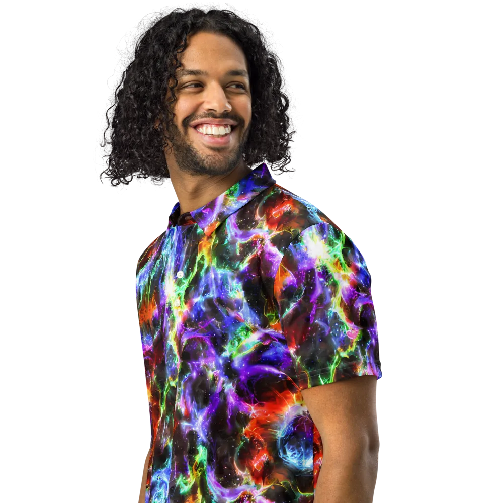 Aurora Inferno on Men's Slim Fit Polo Shirt — Left Front