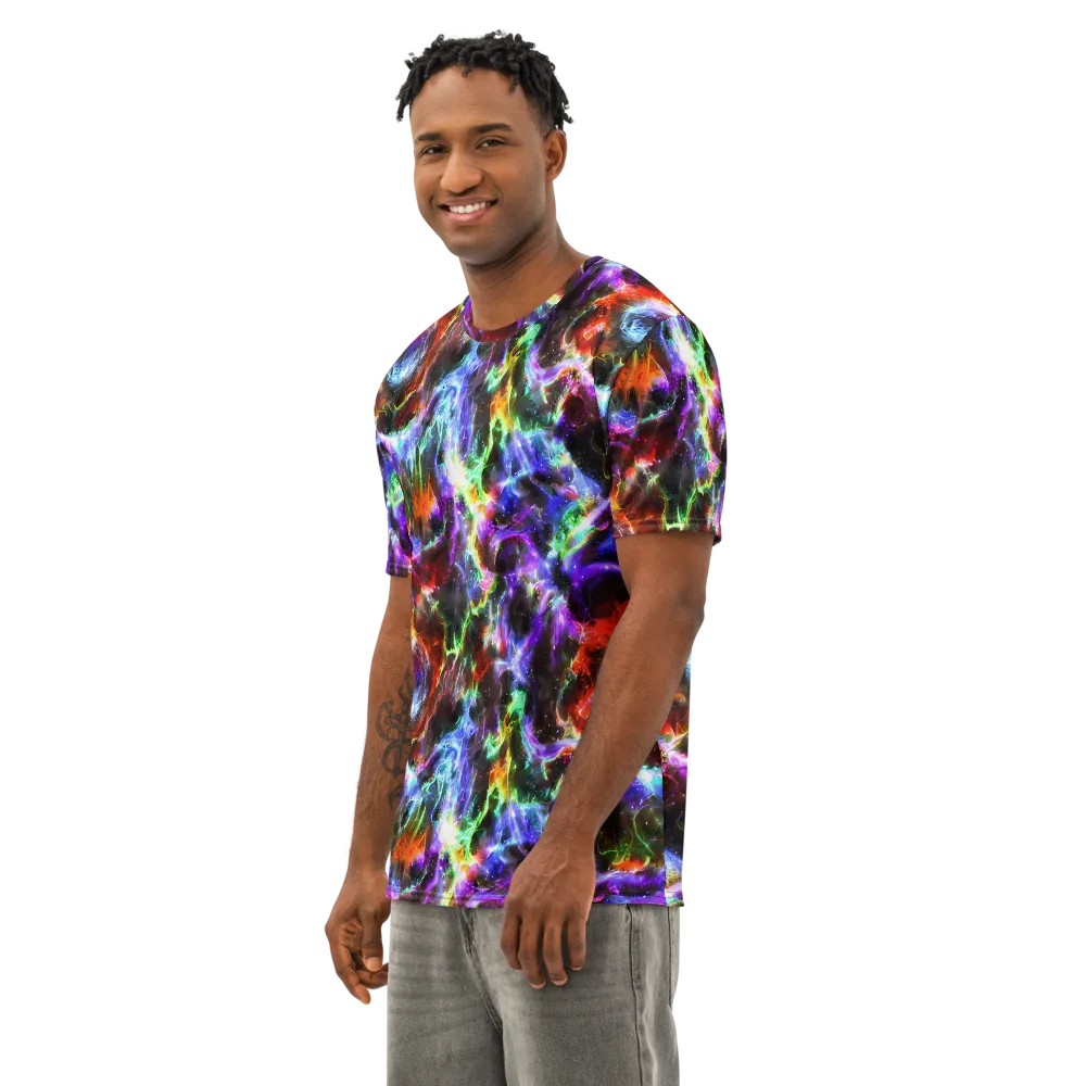 Aurora Inferno on Men's Cotton Crew Neck T-Shirt — Left Front