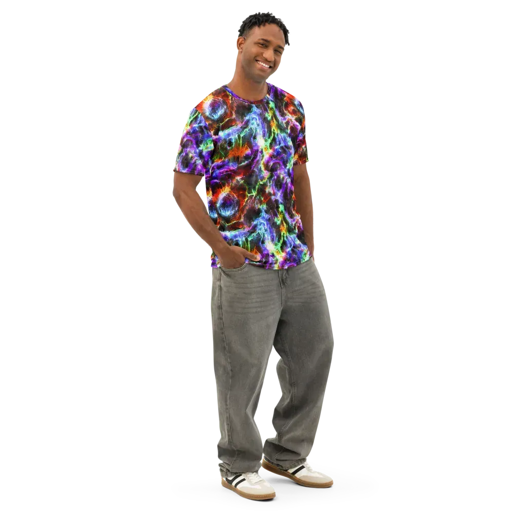 Aurora Inferno on Men's Cotton Crew Neck T-Shirt — Right Front