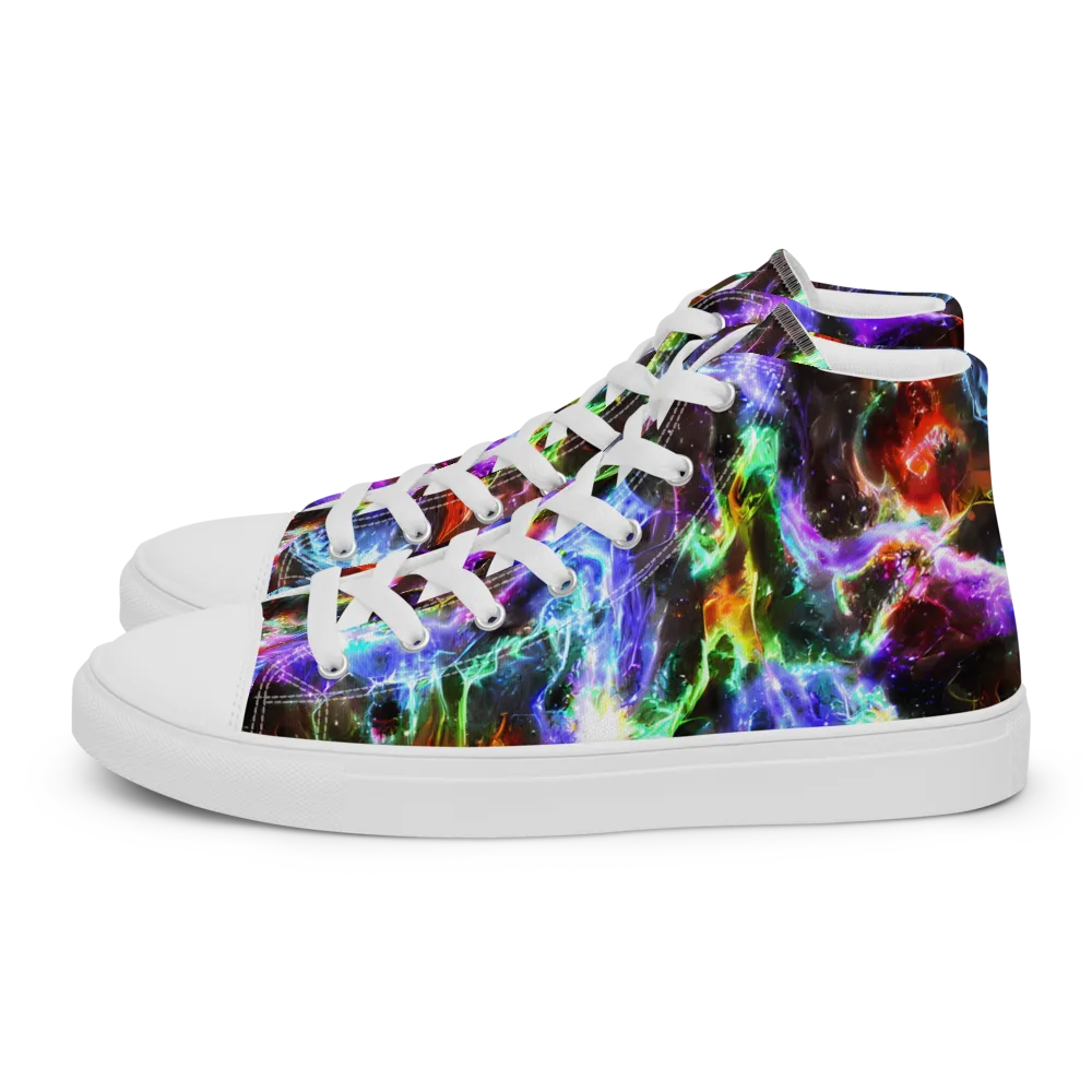 Aurora Inferno on Men's High Top Canvas Shoes — Left