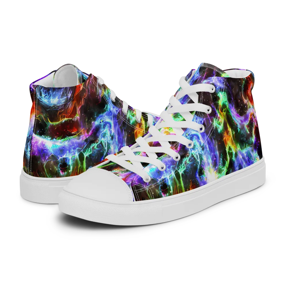 Aurora Inferno on Men's High Top Canvas Shoes — Left