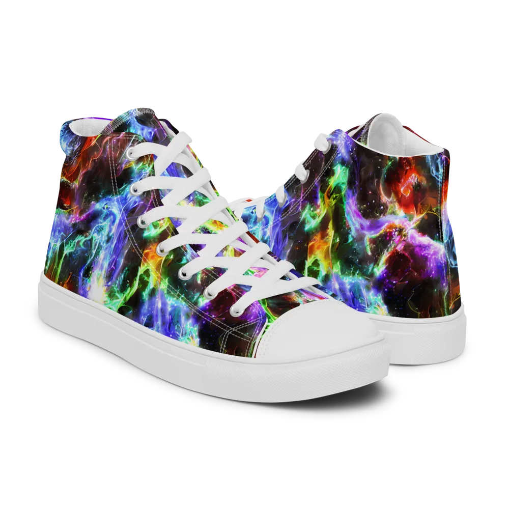 Aurora Inferno on Men's High Top Canvas Shoes — Right