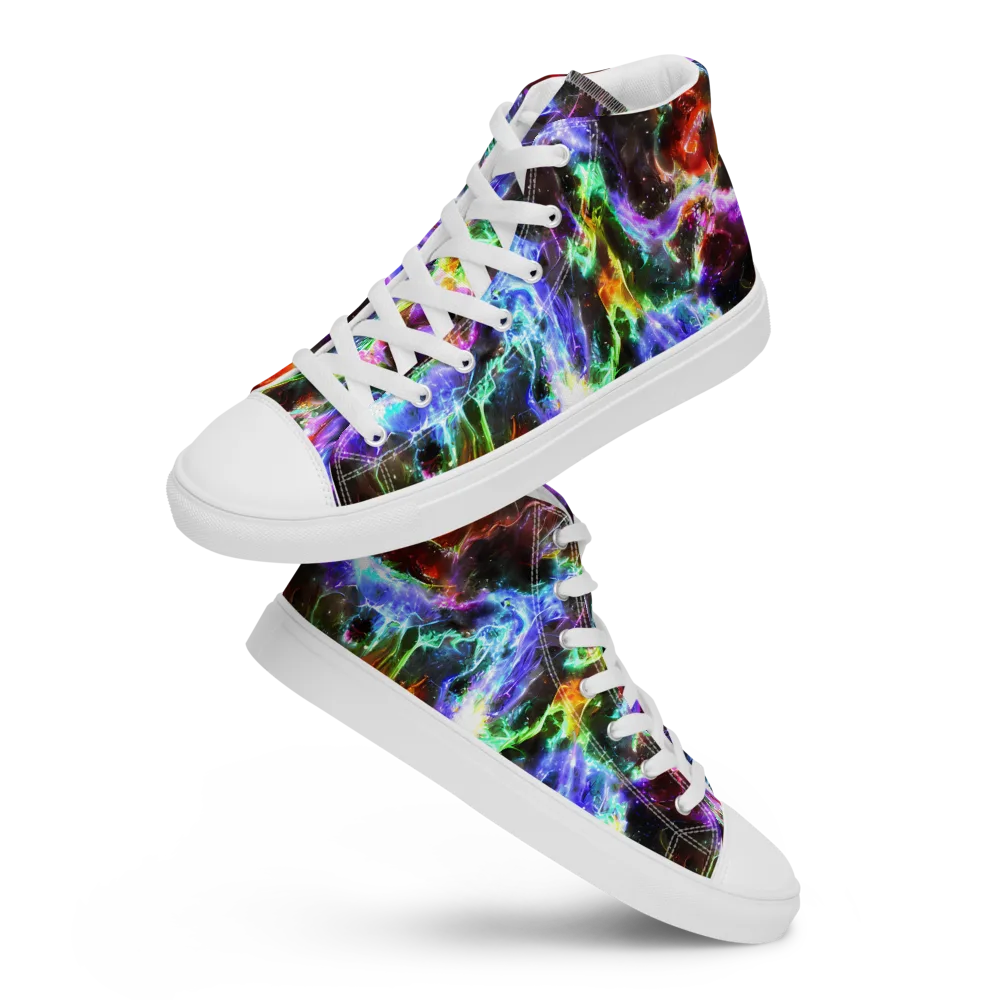 Aurora Inferno on Men's High Top Canvas Shoes — Front