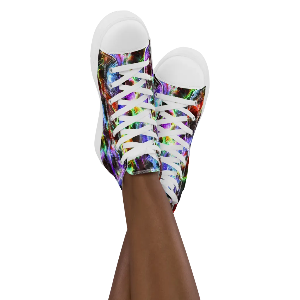 Aurora Inferno on Women's High Top Canvas Shoes — Front