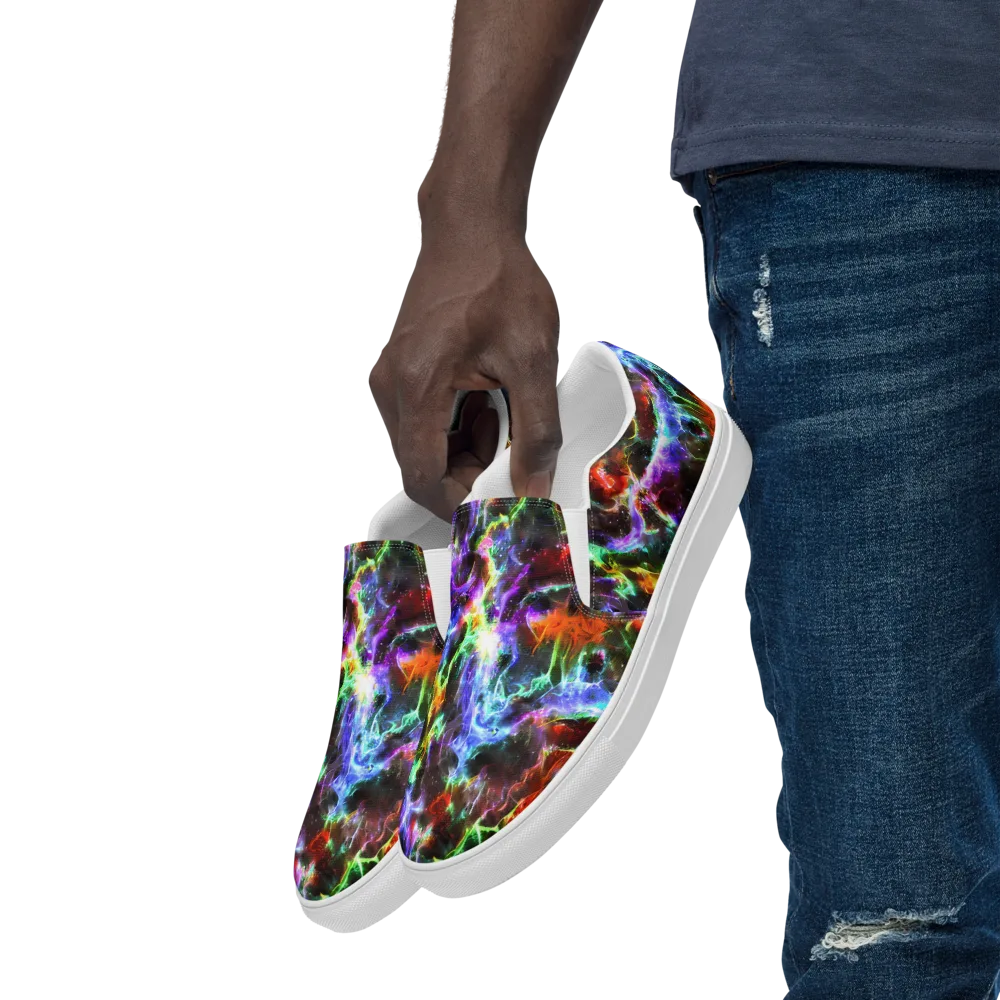 Aurora Inferno on Men's Slip-On Canvas Shoes — Left Front