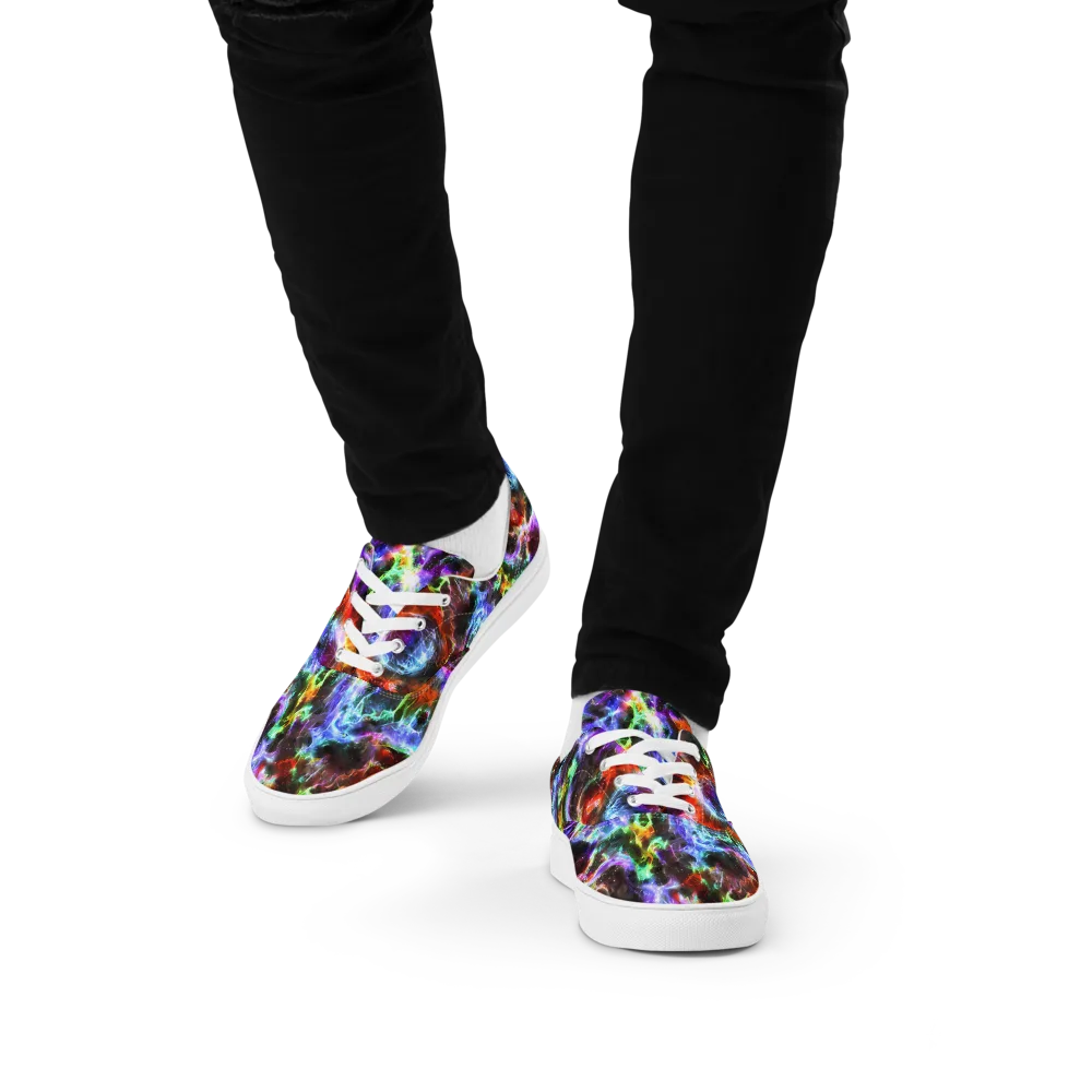 Aurora Inferno on Men's Lace-Up Canvas Shoes — Front
