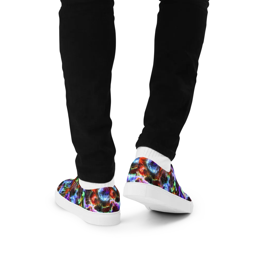 Aurora Inferno on Men's Lace-Up Canvas Shoes — Back