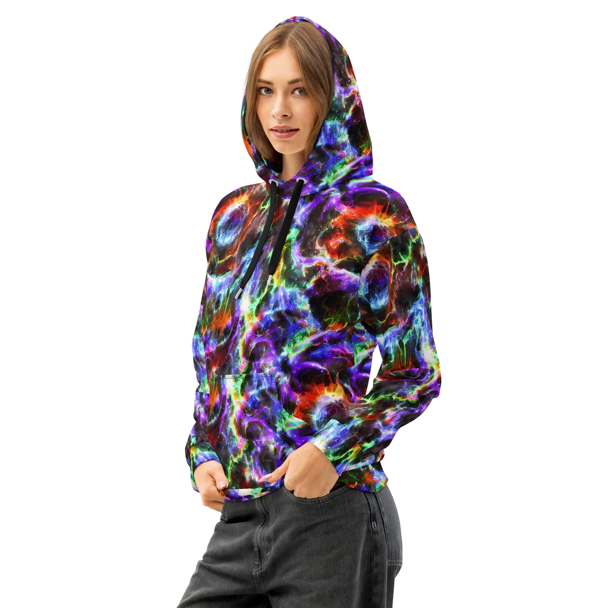 Aurora Inferno on Cotton Hoodie — Left Front