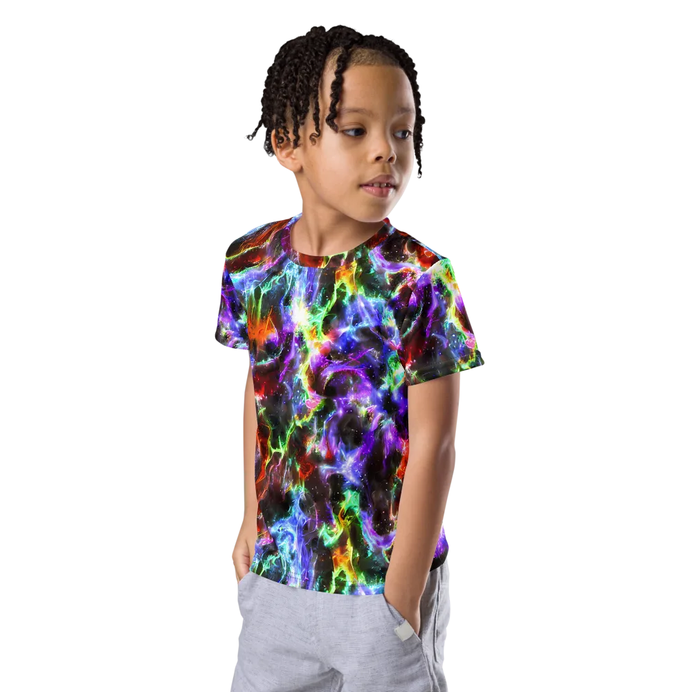 Aurora Inferno on Kids Crew Neck T-Shirt — Left Front