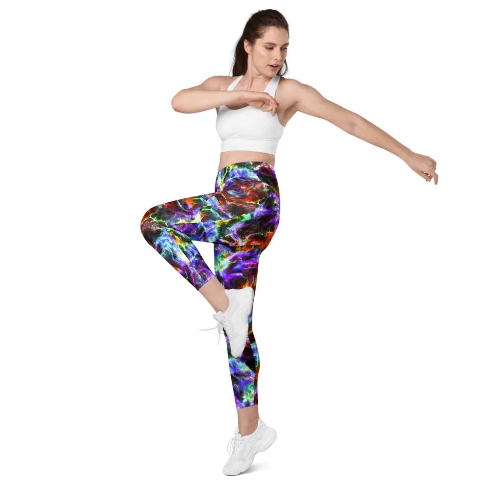 Aurora Inferno on Leggings with Pockets — Left Front