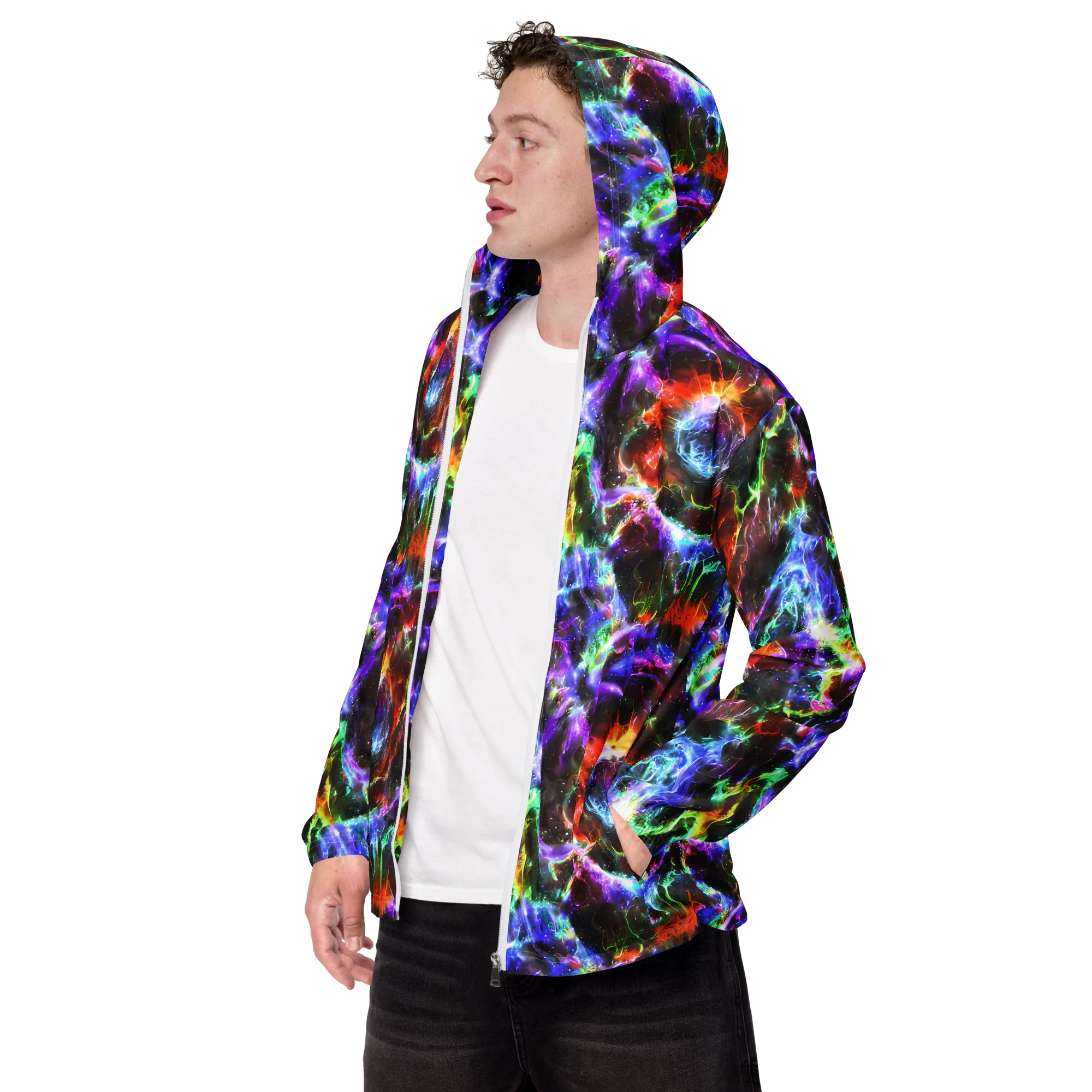 Aurora Inferno on Men's Windbreaker — Left Front