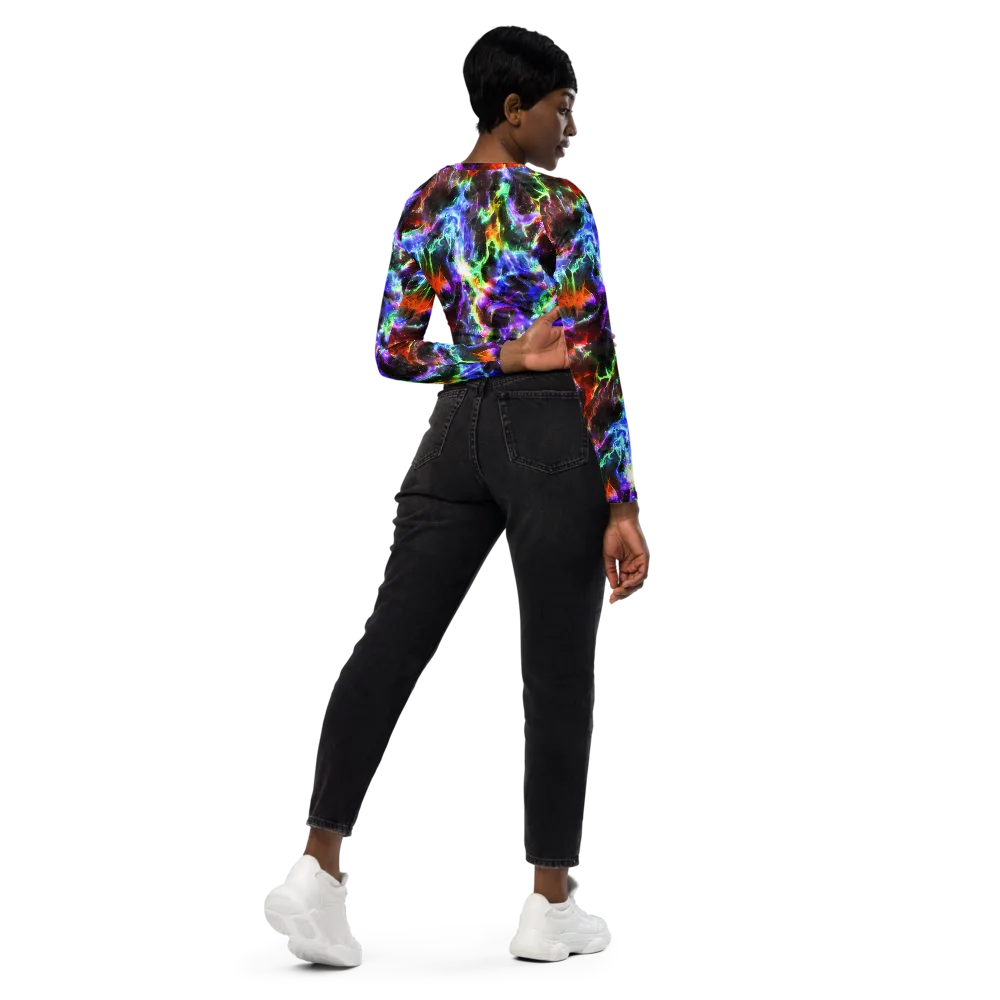 Aurora Inferno on Long Sleeve Crop Top — Right Back