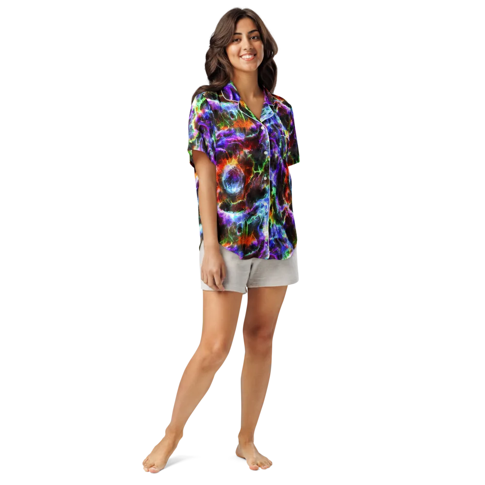 Aurora Inferno on Women's Short Sleeve Pajama Top — Front