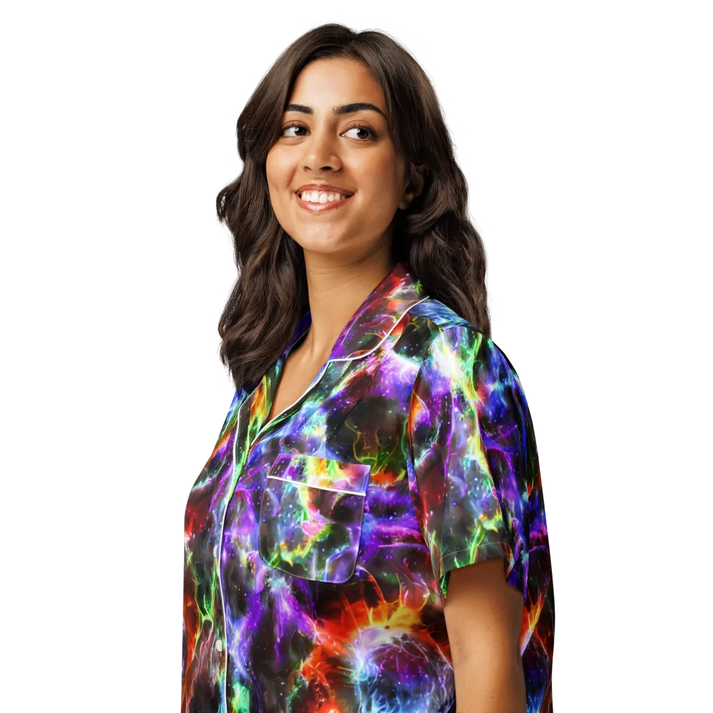 Aurora Inferno on Women's Short Sleeve Pajama Top — Left Front