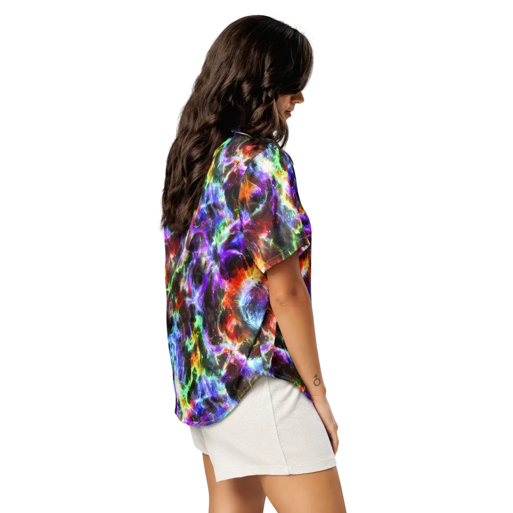 Aurora Inferno on Women's Short Sleeve Pajama Top — Right Back