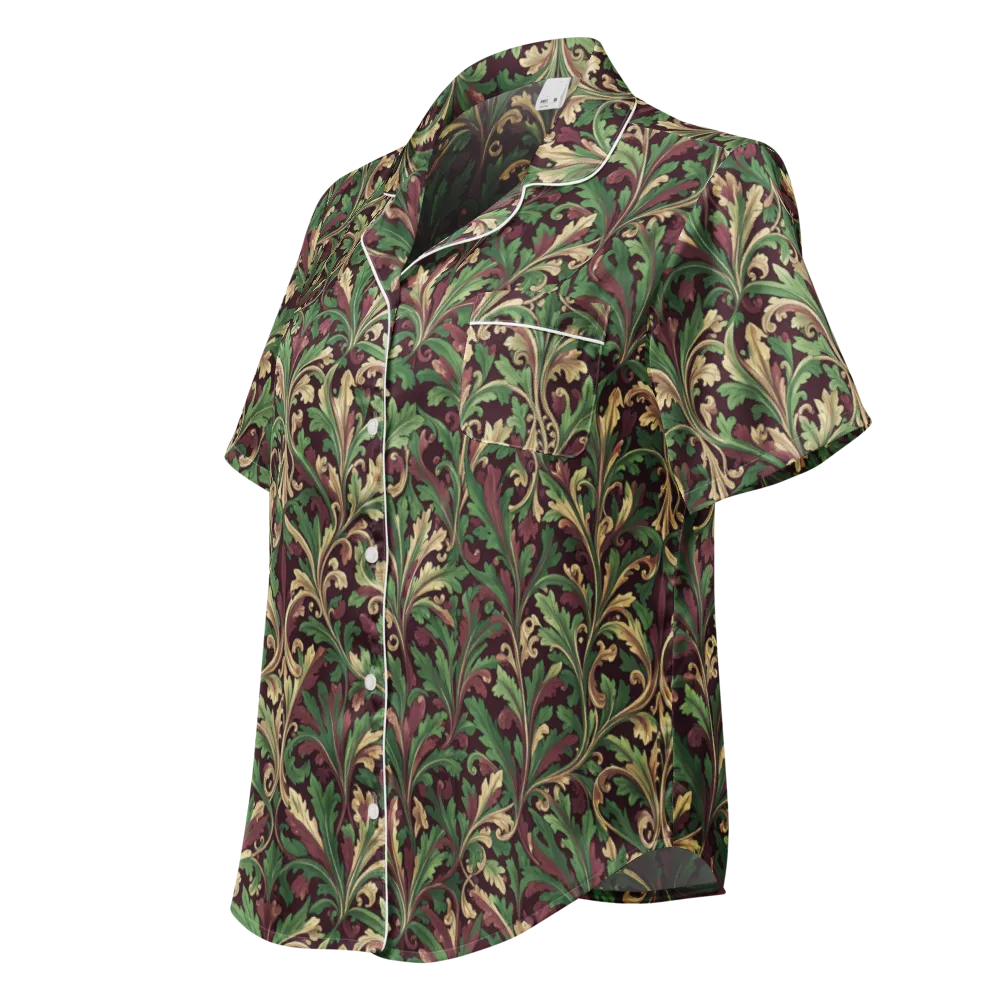 Acanthus Royale on Women's Short Sleeve Pajama Top — Left Front
