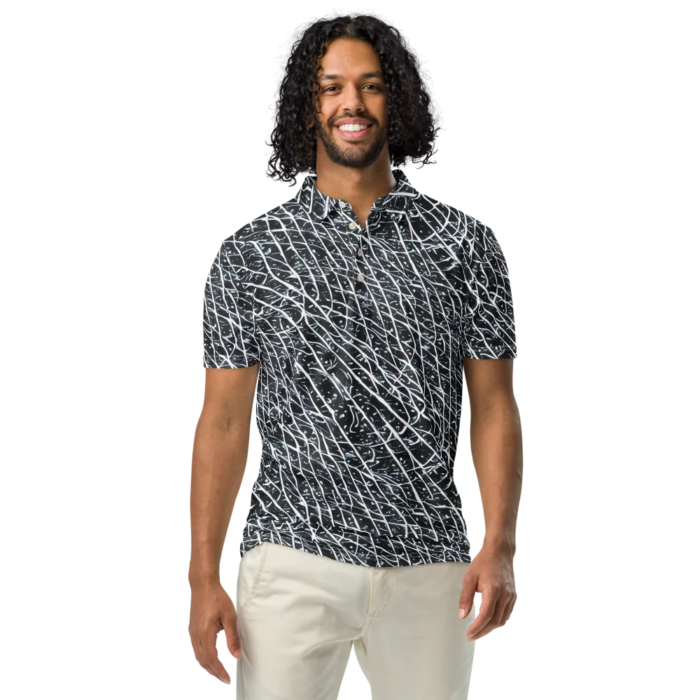 Midnight Lattice on Men's Slim Fit Polo Shirt — Front
